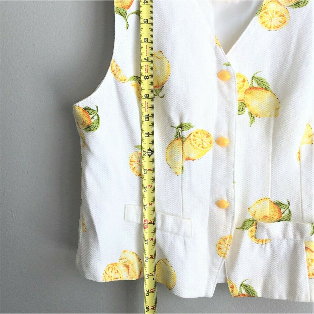 Vintage 90s Y2K Norton McNaughton Waffle Cotton White Lemon Vest - Size 8P - Picture 8 of 10